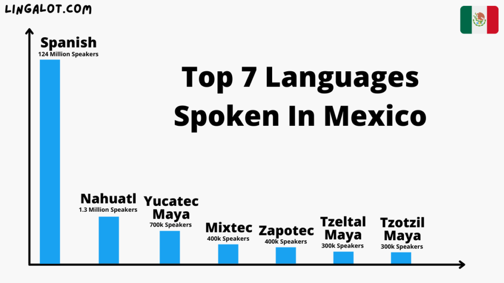Chart showing the most spoken languages in Mexico and how many people speak them.