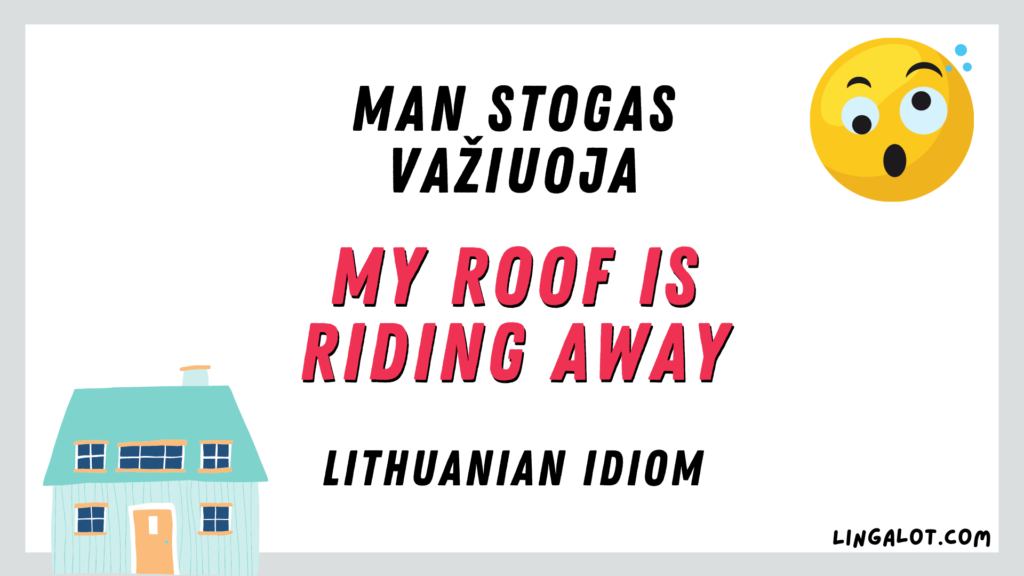 Lithuanian idiom which reads 'my roof is riding away'.