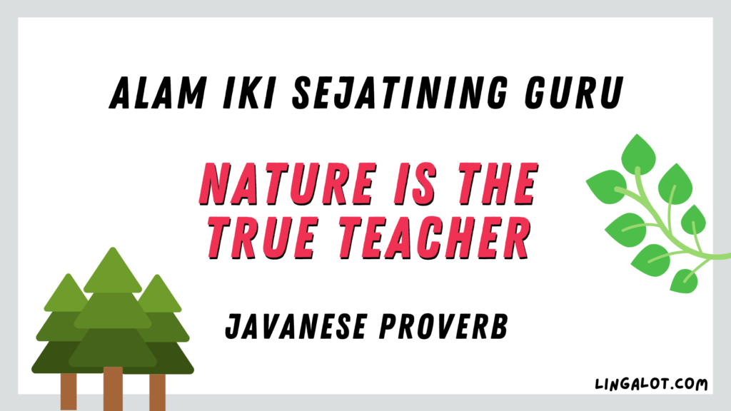 Famous Javanese proverb which reads 'nature is the true teacher'.